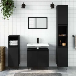Ensembles De Meubles-vidaXL Armoire de salle de bain 58x33x60 cm bois d'ingénierie Noir