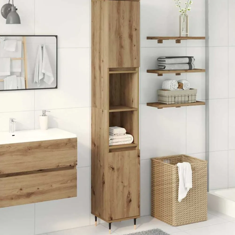Ensembles De Meubles-vidaXL Armoire de salle de bain chêne artisanal 30x30x190 cm chêne artisanal
