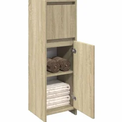 Ensembles De Meubles-vidaXL Armoire de salle de bain Chêne sonoma 30x30x95 cm Aggloméré Ch&ecirc;ne sonoma