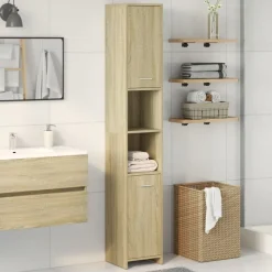 vidaXL Armoire de salle de bain Chêne sonoma 30x30x183,5 cm Aggloméré
