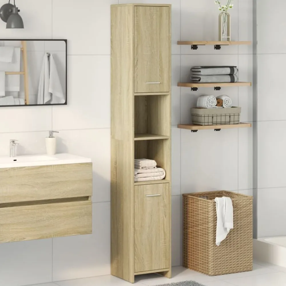 vidaXL Armoire de salle de bain Chêne sonoma 30x30x183,5 cm Aggloméré