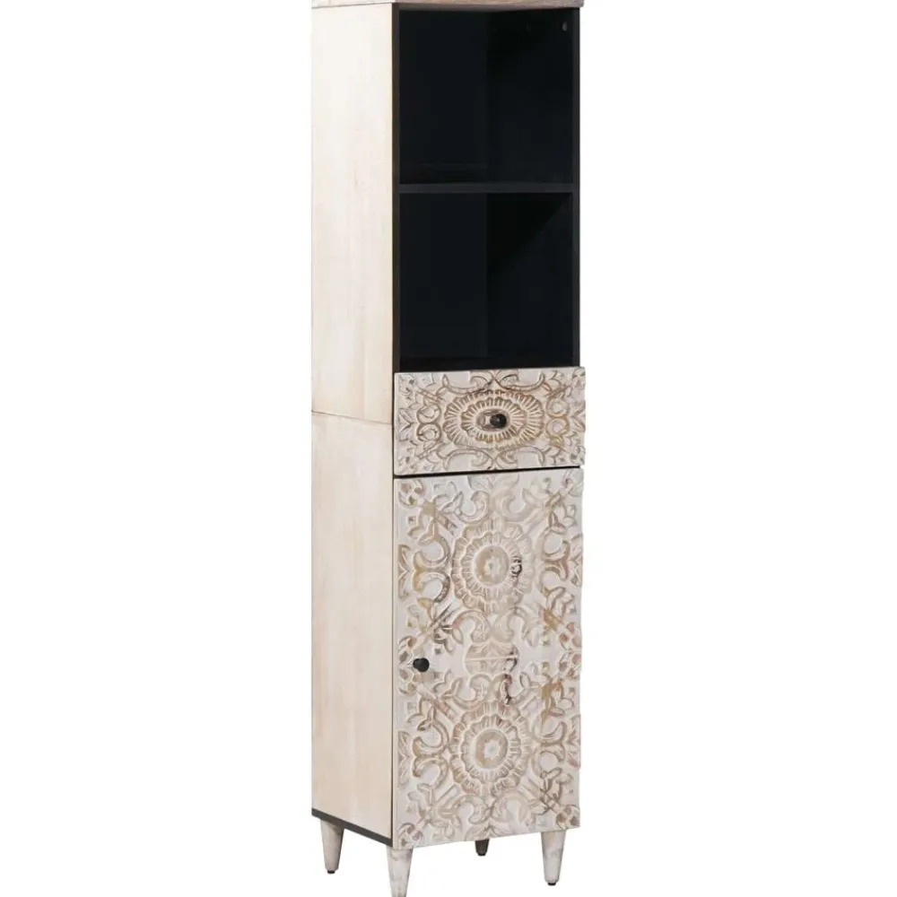 Ensembles De Meubles-vidaXL Armoire de salle de bain avec tiroir 38 x 33,5 x 160 cm Blanc