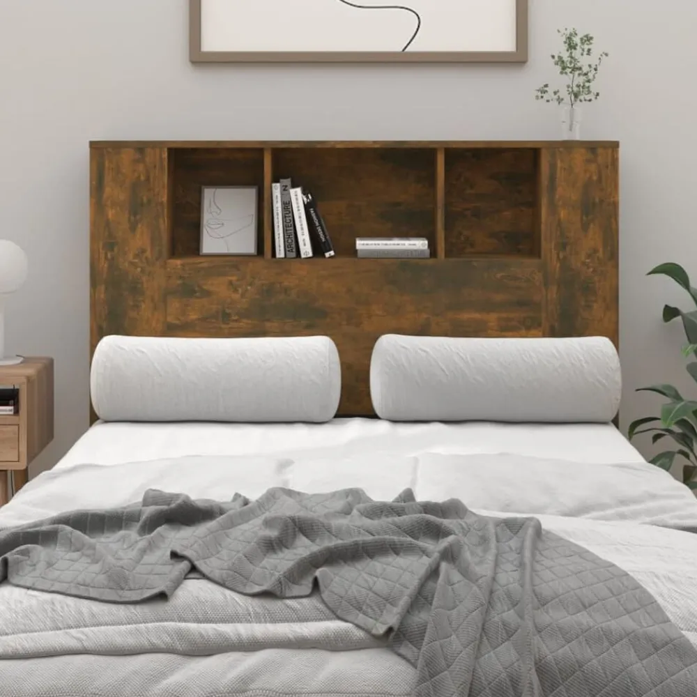 Lits & Accessoires-vidaXL Armoire de tête de lit chêne fumé 120x18,5x102,5 cm Chêne fumé