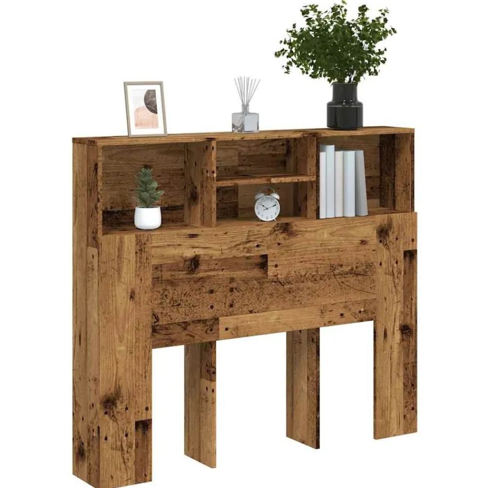 vidaXL Armoire de tête de lit vieux bois 120x19x103,5 cm