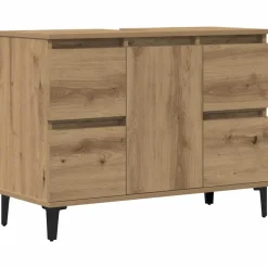 Armoires & Meubles De Rangement-vidaXL Armoire d'évier chêne artisanal 80x33x60 cm bois d'ingénierie ch&ecirc;ne artisanal