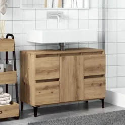 Armoires & Meubles De Rangement-vidaXL Armoire d'évier chêne artisanal 80x33x60 cm bois d'ingénierie chêne artisanal