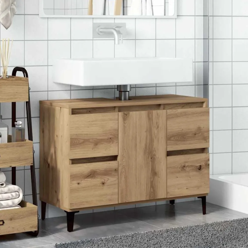 Armoires & Meubles De Rangement-vidaXL Armoire d'évier chêne artisanal 80x33x60 cm bois d'ingénierie chêne artisanal
