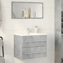 Ensembles De Meubles-vidaXL Armoire d'évier 60x38,5x48 cm Aggloméré Gris béton