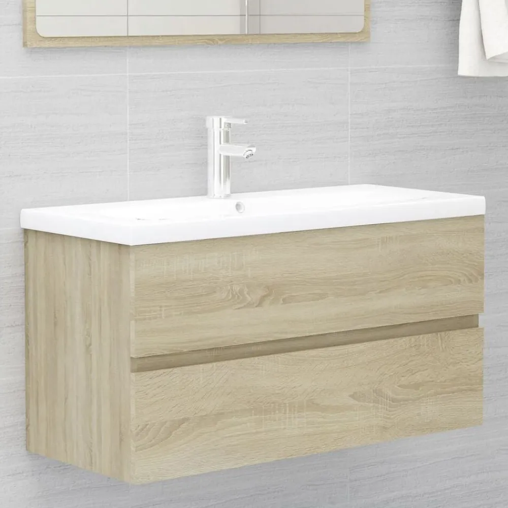 vidaXL Armoire d'évier lavabo intégré chêne sonoma bois d'ingénierie