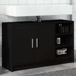 Ensembles De Meubles-vidaXL Armoire d'évier 90x29x55 cm bois d'ingénierie Noir