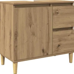 Armoires & Meubles De Rangement-vidaXL Armoire lavabo chêne artisanal 65x33x60 cm bois d'ingénierie ch&ecirc;ne artisanal
