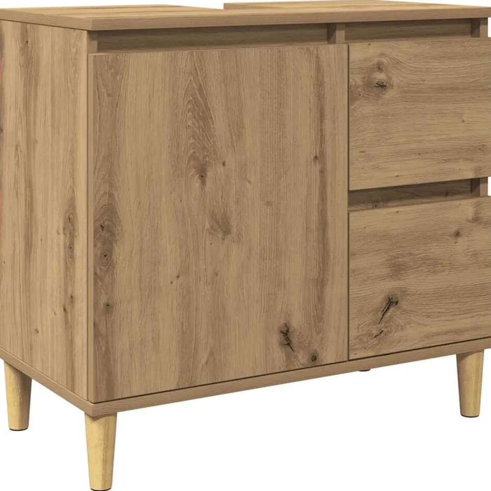 Armoires & Meubles De Rangement-vidaXL Armoire lavabo chêne artisanal 65x33x60 cm bois d'ingénierie chêne artisanal