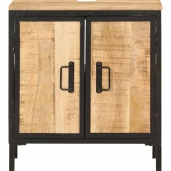 vidaXL Armoire lavabo de salle de bain bois massif de manguier et fer
