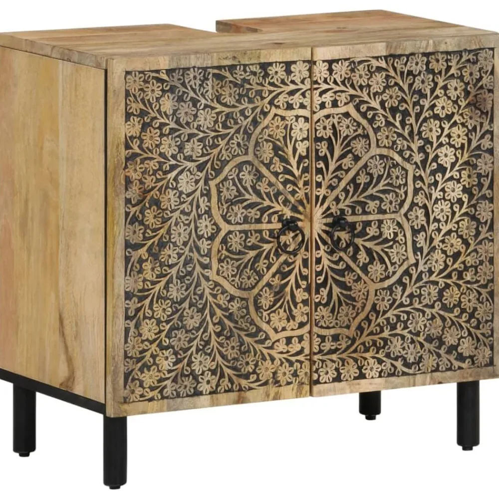 Armoires & Meubles De Rangement-vidaXL Armoire lavabo de salle de bain bois massif de manguier