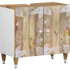 vidaXL Armoire lavabo de salle de bain bois massif de manguier