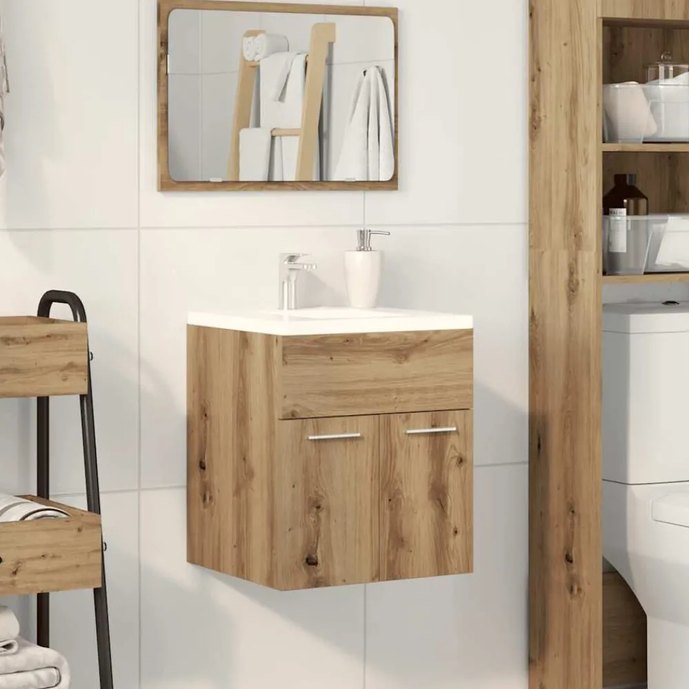 vidaXL Armoire lavabo de salle de bain chêne artisanal bois ingénierie