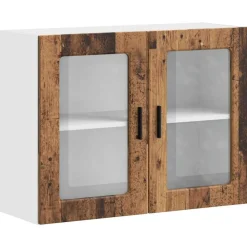Armoires & Meubles De Rangement-vidaXL Armoire murale de cuisine avec porte en verre Porto vieux bois Bois ancien