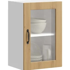 vidaXL Armoire murale de cuisine porte en verre Porto chêne artisanal