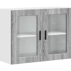 Armoires & Meubles De Rangement-vidaXL Armoire murale de cuisine avec porte en verre Porto sonoma gris Gris Sonoma