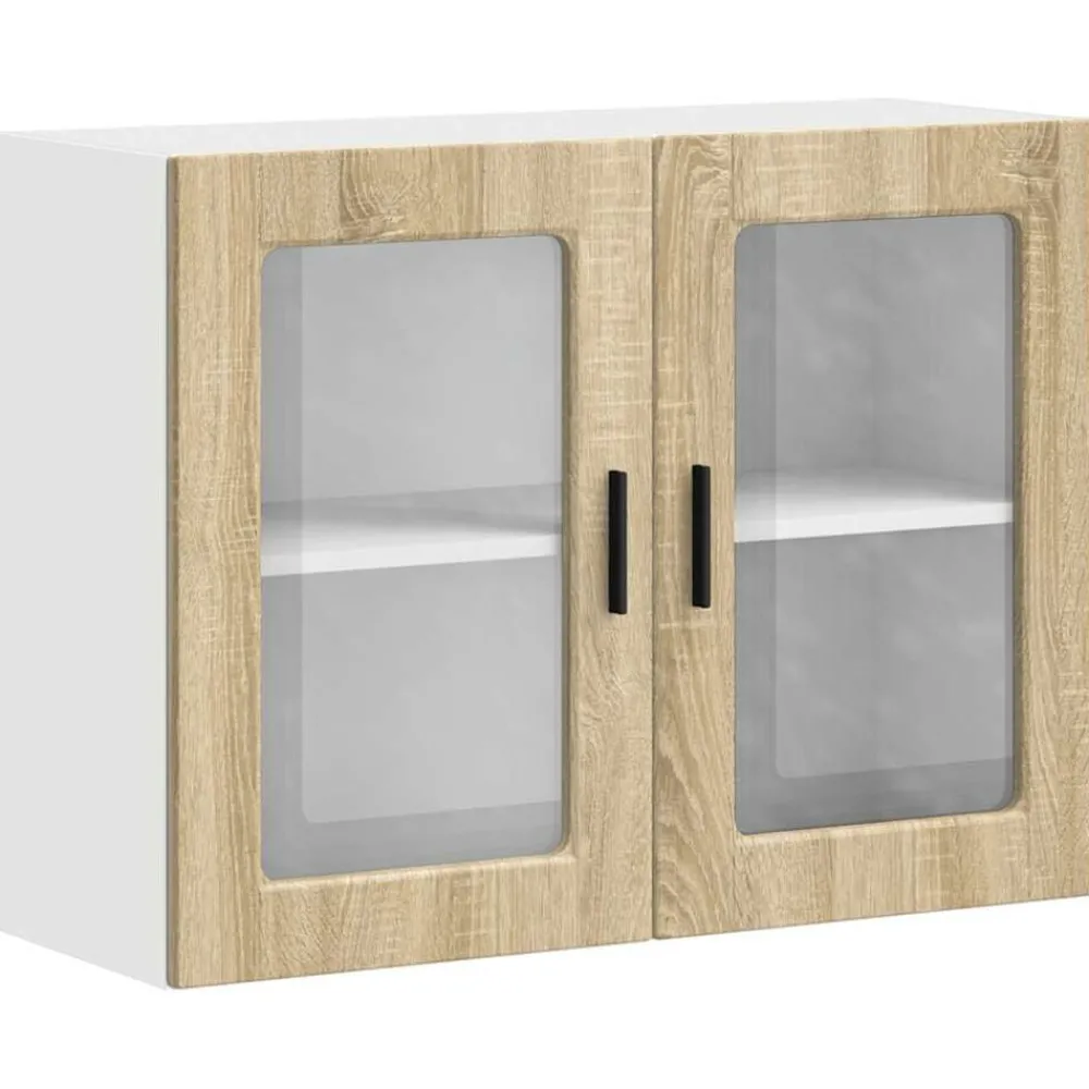 vidaXL Armoire murale de cuisine et porte en verre Porto chêne sonoma