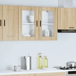 vidaXL Armoire murale de cuisine et porte en verre Porto chêne sonoma