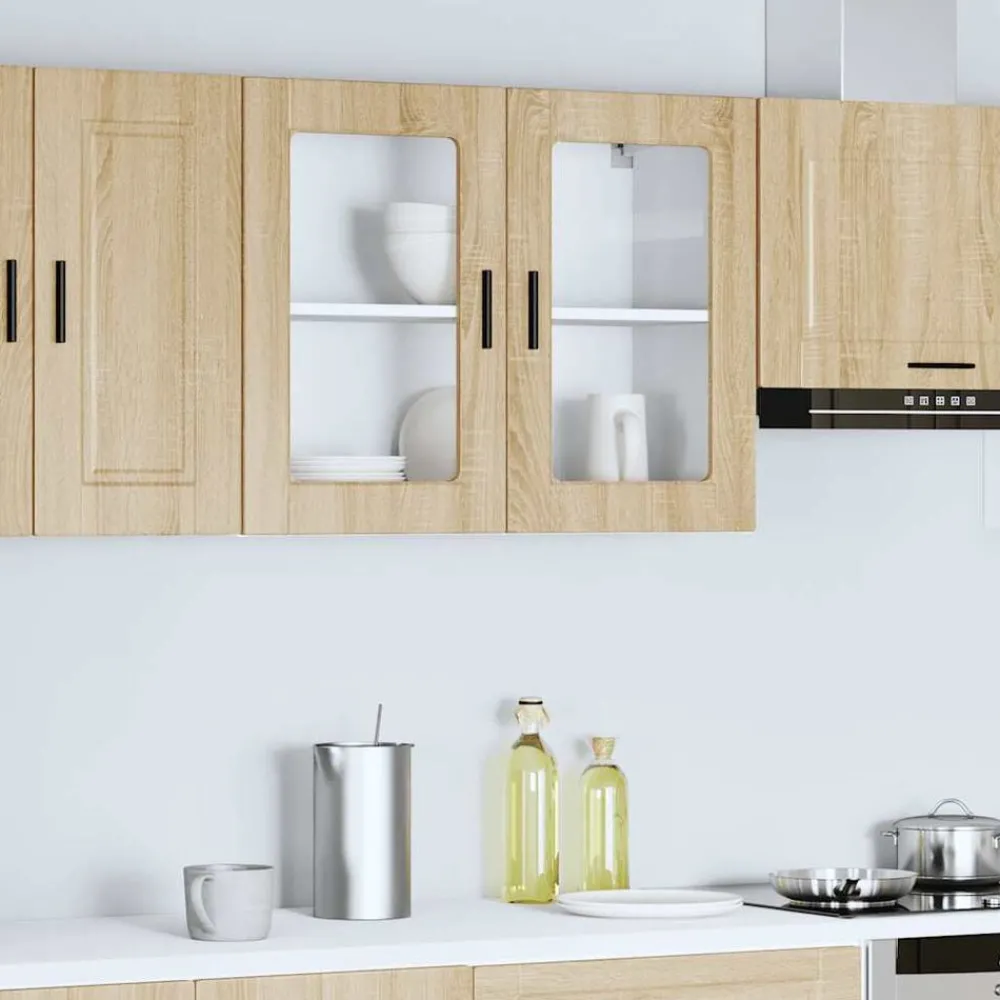 vidaXL Armoire murale de cuisine et porte en verre Porto chêne sonoma