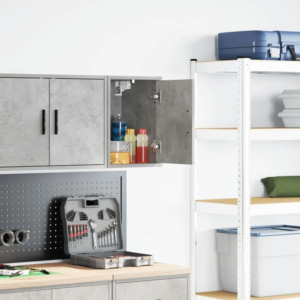 Stockage Industriel-vidaXL Armoire murale de garage bois d'ingénierie Gris béton