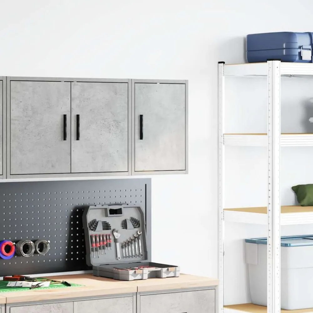 Stockage Industriel-vidaXL Armoire murale de garage bois d'ingénierie Gris béton