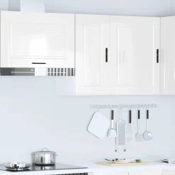 Armoires & Meubles De Rangement-vidaXL Armoire murale de cuisine Porto bois ingénierie Blanc brillant