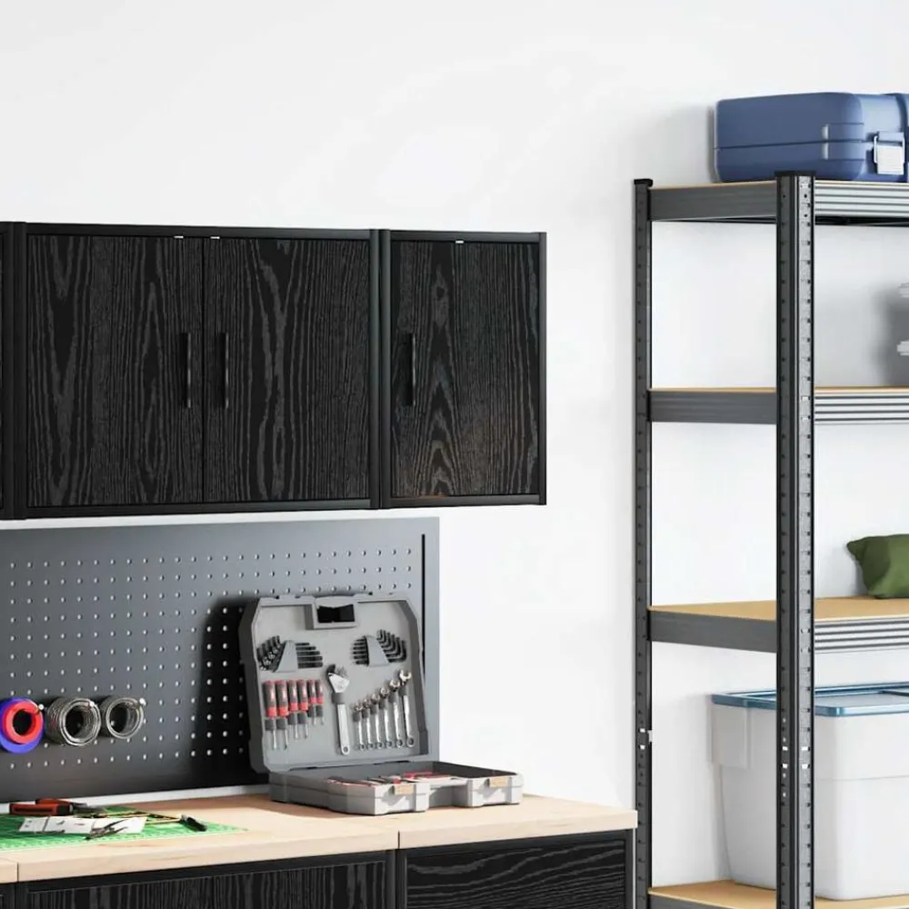 Stockage Industriel-vidaXL Armoire murale de garage bois d'ingénierie Noir