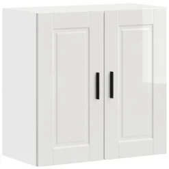 Armoires & Meubles De Rangement-vidaXL Armoire murale de cuisine Porto bois ingénierie Blanc brillant