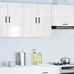 Armoires & Meubles De Rangement-vidaXL Armoire murale de cuisine Porto bois ingénierie Blanc brillant