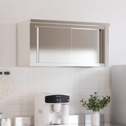 vidaXL Armoire murale de cuisine avec portes coulissantes inox