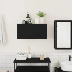 Armoires & Meubles De Rangement-vidaXL Armoire murale de bain 60x25x30 cm bois d'ingénierie Noir