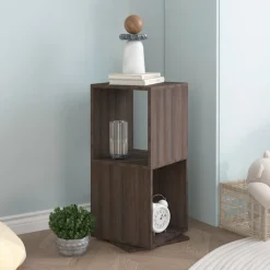 Étagères-vidaXL Armoire rotative Gris chêne 34,5x34,5x75,5 cm bois d'ingénierie gris et ch&ecirc;ne de sonoma