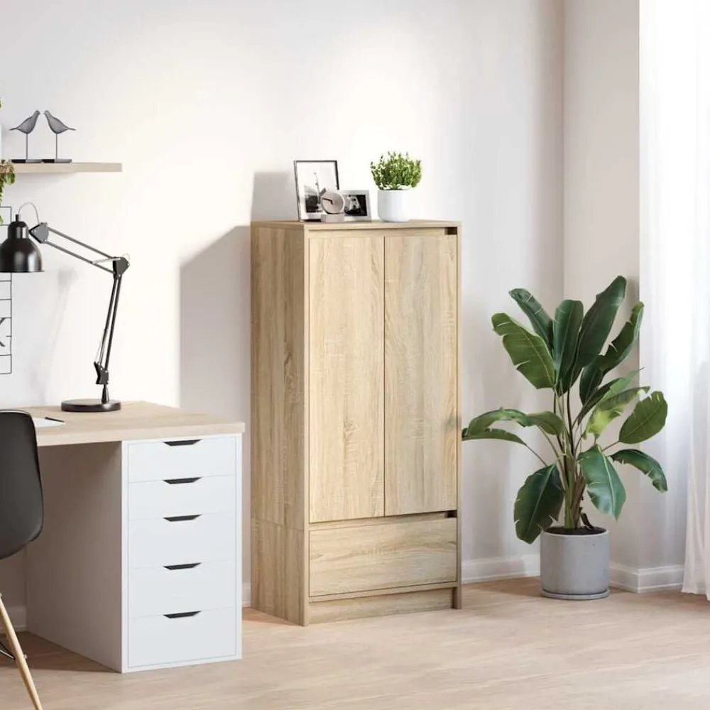 vidaXL Armoire tiroir chêne sonoma 55,5x34x119,5 cm bois d'ingénierie