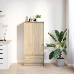 vidaXL Armoire tiroir chêne sonoma 55,5x34x119,5 cm bois d'ingénierie