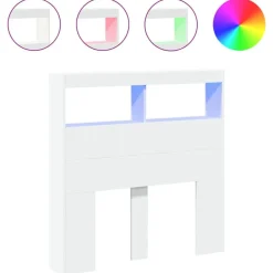 Lits & Accessoires-vidaXL Armoire tête de lit avec LED 100x17x102 cm Blanc