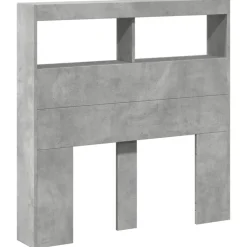 Lits & Accessoires-vidaXL Armoire tête de lit avec LED 100x17x102 cm Gris béton