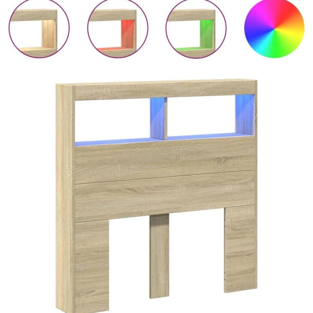 vidaXL Armoire tête de lit avec LED chêne sonoma 100x17x102 cm