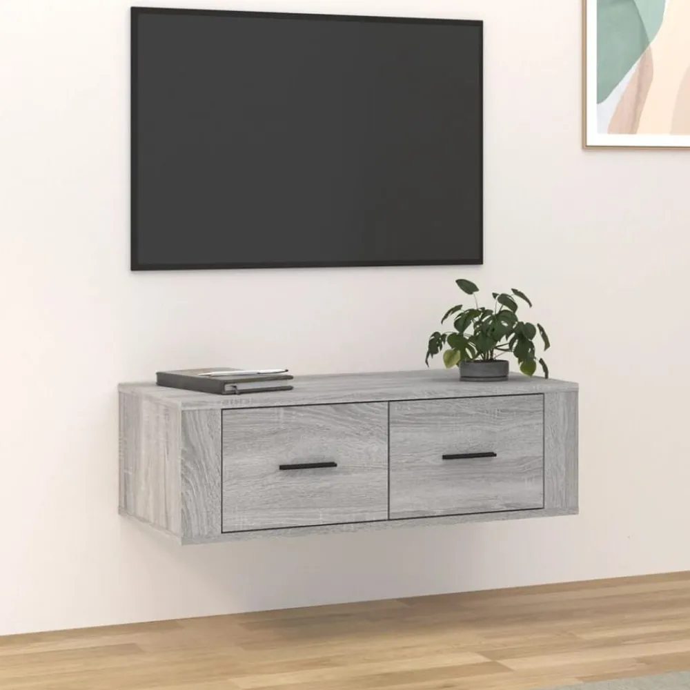 Meubles Tv-vidaXL Armoire TV suspendue 80x36x25 cm Bois d'ingénierie Sonoma gris