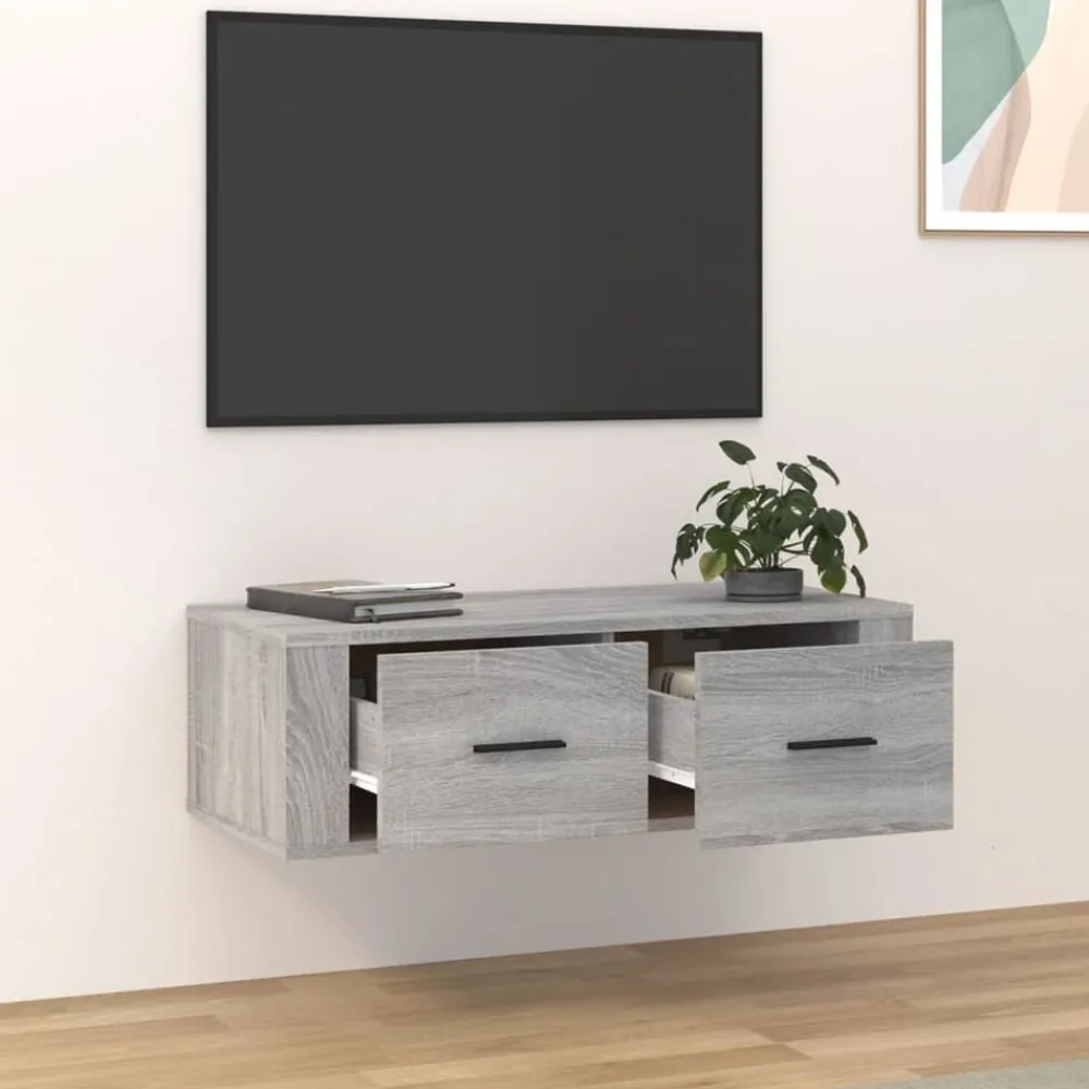 Meubles Tv-vidaXL Armoire TV suspendue 80x36x25 cm Bois d'ingénierie Sonoma gris