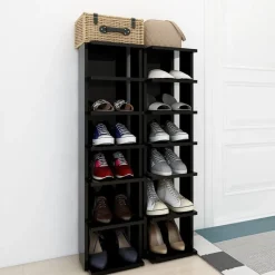 Produits Ménagers-vidaXL Armoires à chaussures 2 pcs 27,5x27x102 cm noir brillant