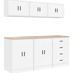 Stockage Industriel-vidaXL Armoires de garage 6 pcs bois d'ingénierie Blanc