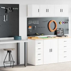 Stockage Industriel-vidaXL Armoires de garage 2 pcs bois d'ingénierie Blanc