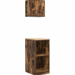 Stockage Industriel-vidaXL Armoires de garage 2 pcs chêne fumé bois d'ingénierie Chêne fumé