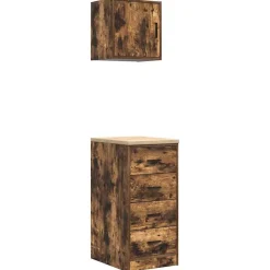 Stockage Industriel-vidaXL Armoires de garage 2 pcs chêne fumé bois d'ingénierie Chêne fumé