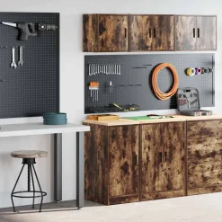 vidaXL Armoires de garage 2 pcs chêne fumé bois d'ingénierie