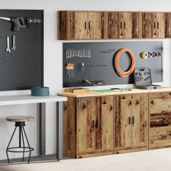 vidaXL Armoires de garage 2 pcs bois d'ingénierie
