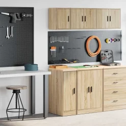 Stockage Industriel-vidaXL Armoires de garage 2 pcs chêne sonoma bois d'ingénierie Ch&ecirc;ne sonoma